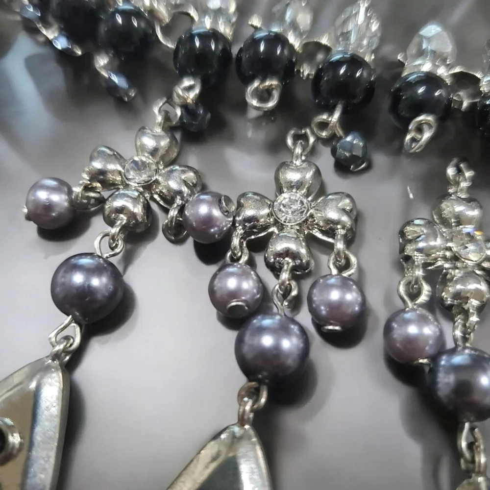 GERARD YOSCA Vintage Massive Cross Pearl Onyx Statement Necklace - Picture 3 of 5